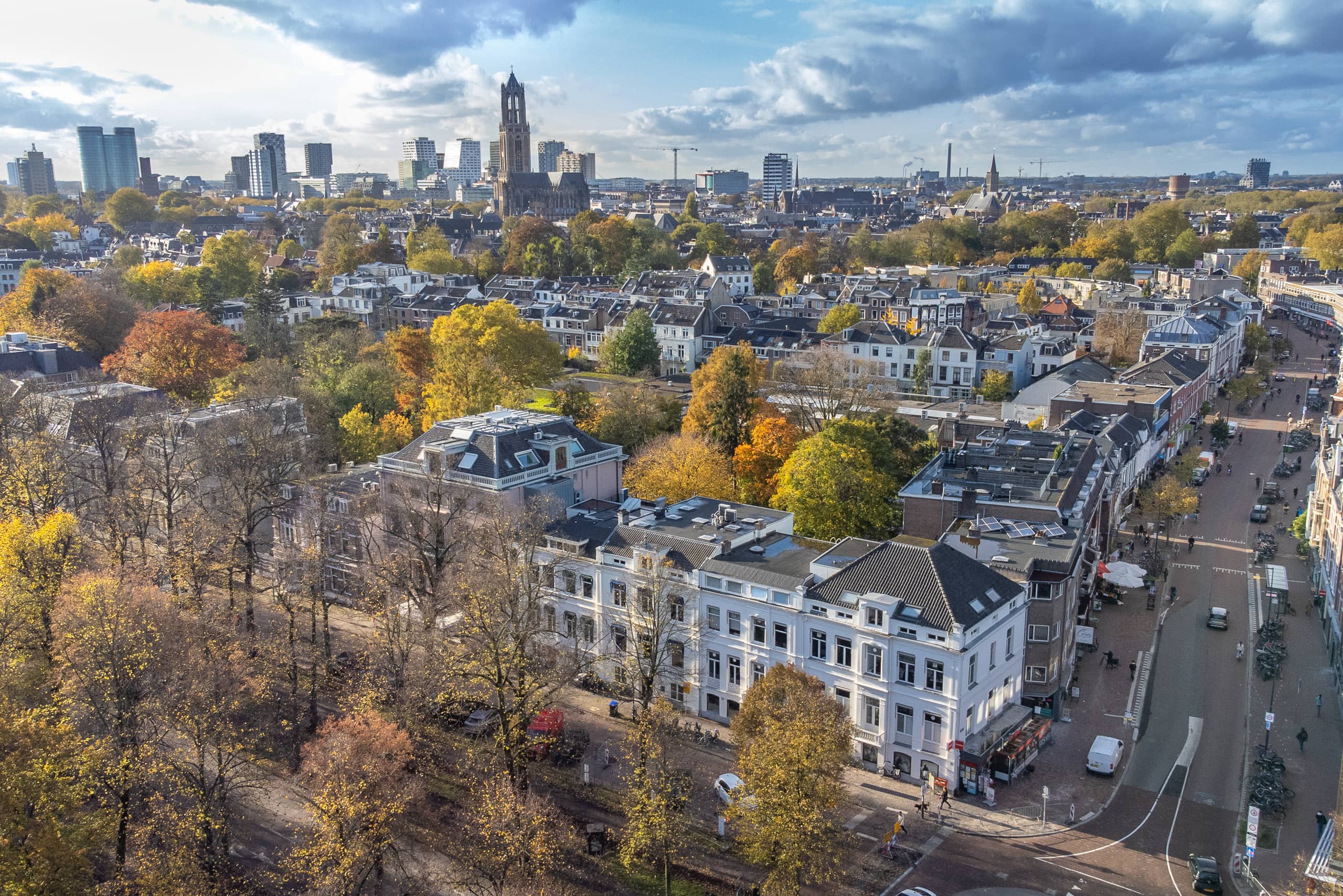 Aerial view of a cityscape in the Netherlands